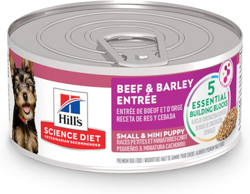 Hill'S Science Diet Puppy, Puppy, Small & Mini Breeds Puppy Premium Nutrition, Wet Dog Food, Beef & Barley Loaf, 5.8 Oz Can, Case Of 24