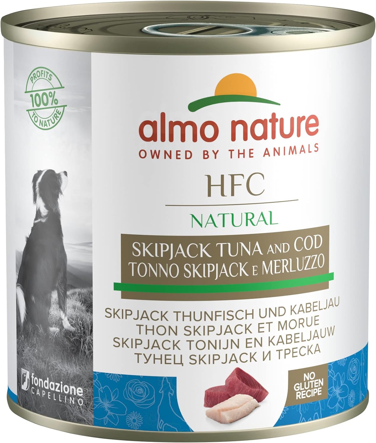 almo nature HFC Natural - Skip Jack Tuna and Cod- Wet Dog Food (Pack of 12x 280g tins) :Pet Supplies