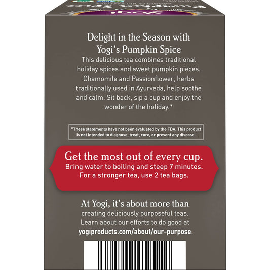 Yogi Tea Pumpkin Spice Tea - 16 Tea Bags Per Pack (4 Packs) - Limited Edition Organic Pumpkin Spice Tea Bags - Perfect For The Holidays - Includes Cinnamon Bark, Cardamom Pod, Nutmeg Kernel & More