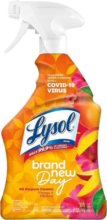 Lysol All-Purpose Cleaner, Sanitizing And Disinfecting Spray, To Clean And Deodorize, Mango & Hibiscus Scent, 32Oz