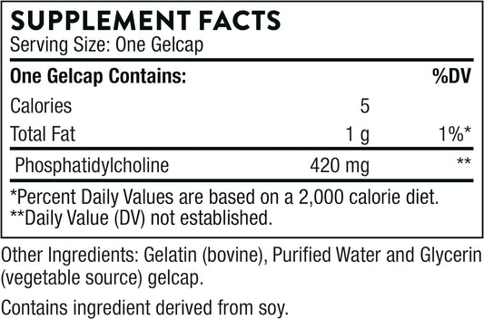 Thorne Phosphatidyl Choline - Phospholipid Complex For Cell Membrane Support - 60 Gelcaps