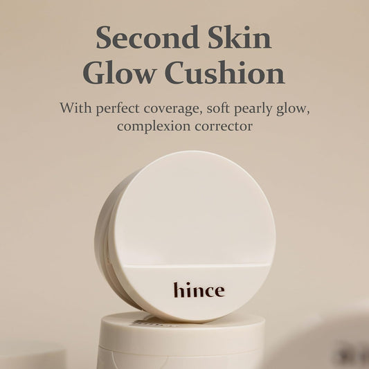 Hince Second Skin Glow Cushion-12G | Skin Foundation Dewy, Glow, Long-Lasting, Classy, Clean Beauty, Lightweight, Natural Look,Refreshing, Moisturizing, Slim Fitting Texture (Rosy, 15)