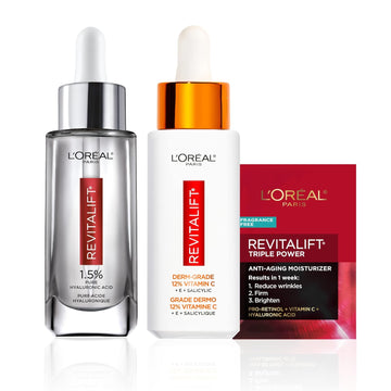 L'Oreal Paris Revitalift 12% Pure Vitamin C Serum + 1.5% Pure Hyaluronic Acid Face Serum + Moisturizer Sample