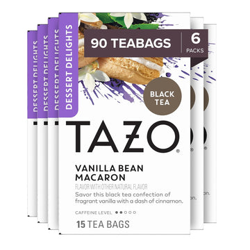 Tazo Dessert Delights Vanilla Bean Macaron Tea Bags, Sugar And Calorie Free, 90 Total Tea Bags (15Ct - Pack Of 6)