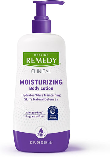 Medline Remedy Clinical Skin Cream Moisturizer, Fragrance-Free (12 fl oz), Nourishing for Dry Skin, Paraben and Sulfate-Free Lotion For Face and Body, Hypoallergenic Moisturizer for Sensitive Skin
