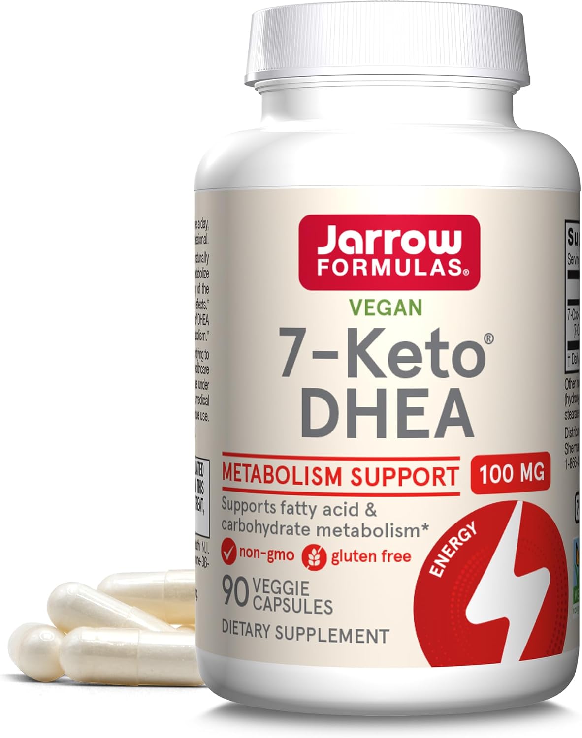 Jarrow Formulas 7-Keto Dhea 100 Mg - Up To 90 Servings (Veggie Caps) Dietary Supplement - Carbohydrate Metabolism Support - Non-Gmo - Gluten Free - Vegan