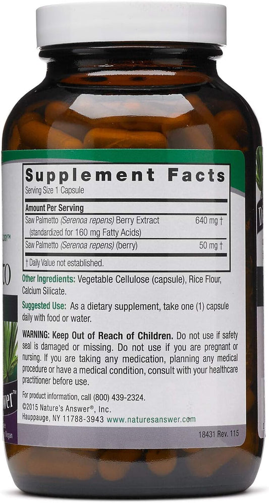 Nature's Answer Saw Palmetto 690 mg 120-Capsules Supplement | Prostate Support | Natural Urinary Tract Support | Promotes Hair Growth | Single Count