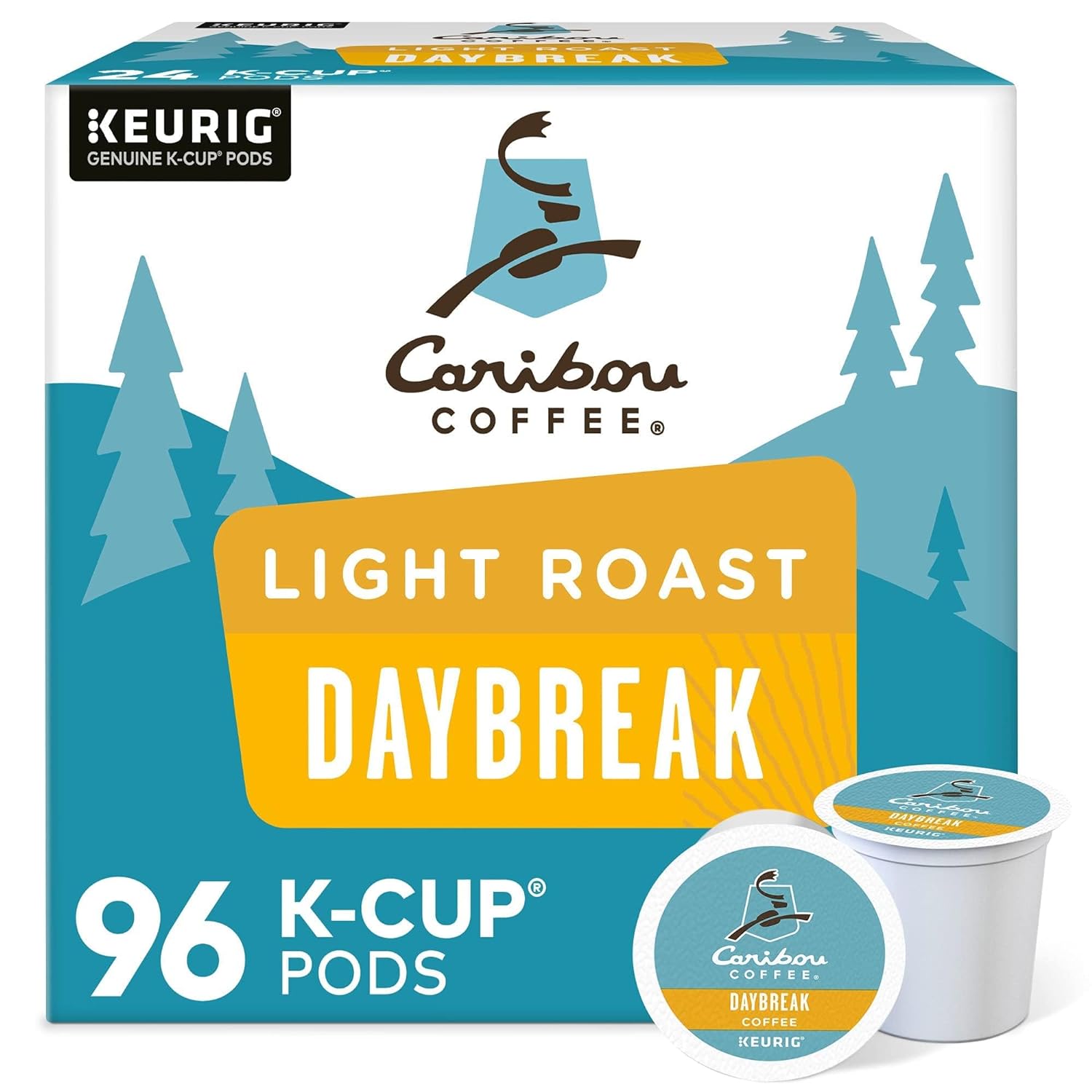 Caribou Coffee Daybreak Morning Blend, Keurig Single-Serve K-Cup Pods, Light Roast, 96 Count (4 Packs of 24)