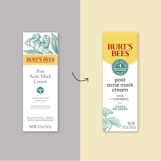 Burt’S Bees Post Acne Mark Cream For All Skin Types, Gentle Dark Spot Correcting Cream For Face, Formulated With Turmeric, 0.5 Oz