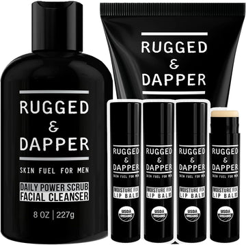 RUGGED & DAPPER - Hydration Remedy Lip Balm, Age Defense Face Moisturizer and Daily Power Scrub Facial Cleanser