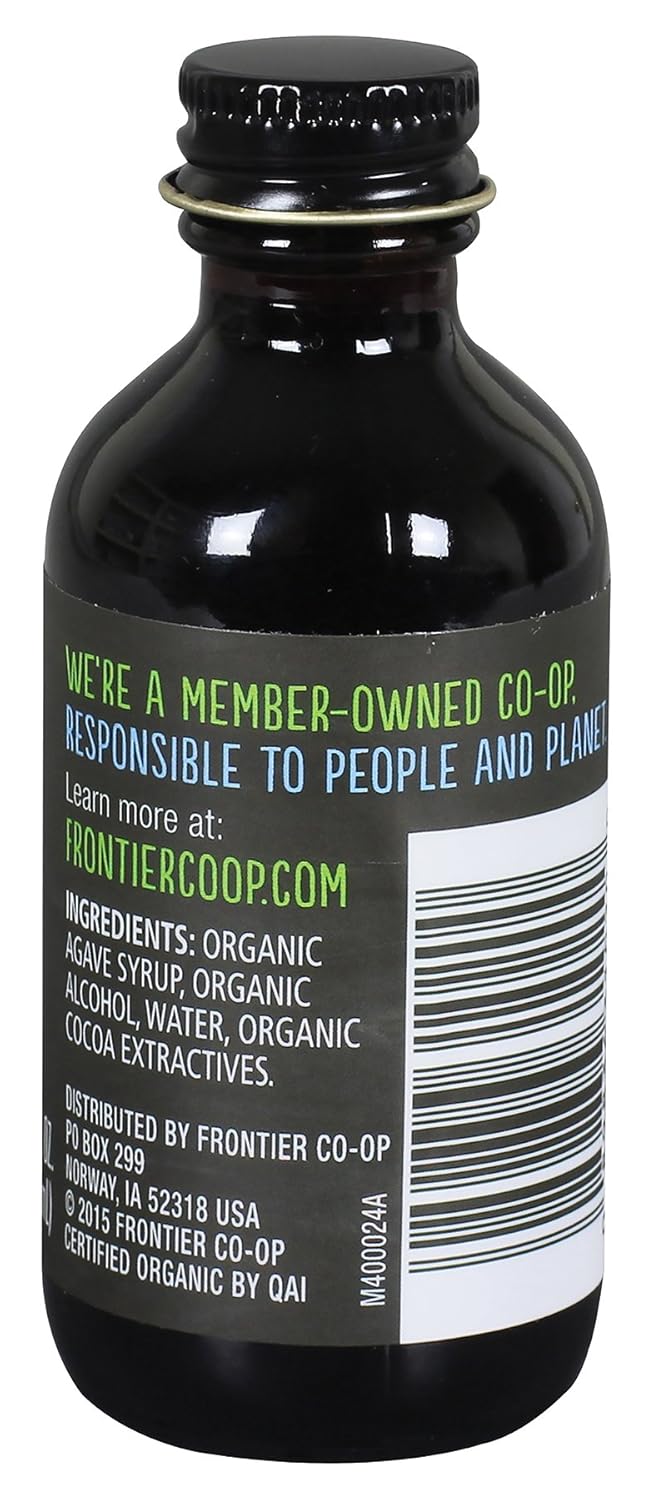 Frontier Co-Op Organic Chocolate Extract, 2 Ounce Glass Jar, Warm Flavor For Desserts, Cheesecake, Coffee And Smoothies