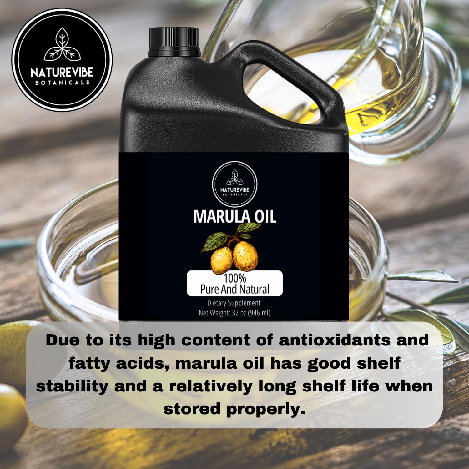 Naturevibe Botanicals Marula Oil 32 Ounces Cold Pressed 100% Pure, Unrefined & Natural Carrier Oil | Great for Hair & Skin | Body Oil | Rich in Vitamin E & Omega Fatty Acids (946 ml) : Health & Household