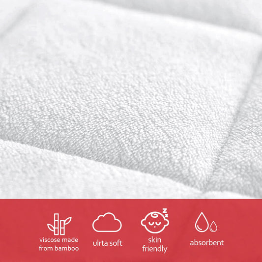 Diaper Changing Pad Liner Non-Slip, Waterproof Terry Mat Changing Pad Cover Liner, Quilted Absorbent Bassinet Liners Washable, 3 Pack 13"X 26" Reusable Portable Changing Table Pad White