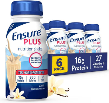 Ensure Plus Vanilla Nutrition Shake, Meal Replacement Shake, 6 Pack