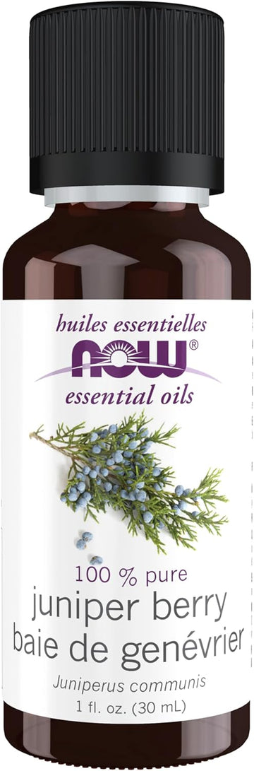 Now Essential Oils, Juniper Berry Oil, Restoring Aromatherapy Scent, Steam Distilled, 100% Pure, Vegan, Child Resistant Cap, 1-Ounce