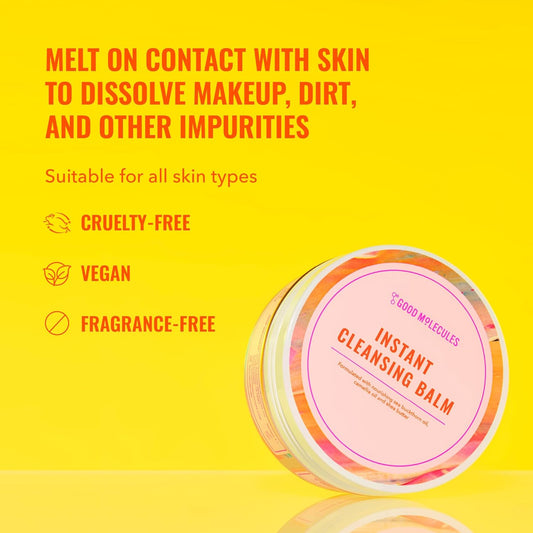 Good Molecules Instant Cleansing Balm - Face Cleanser And Makeup Remover With Shea Butter And Sea Buckthorn To Hydrate - Skin Care For Face And Eyes