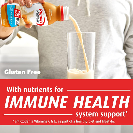 Premier Liquid Protein Shake, Caramel, 30g Protein, 1g Sugar, 24 Vitamins & Minerals, Nutrients to Support Immune Health 11.5 fl oz Bottle