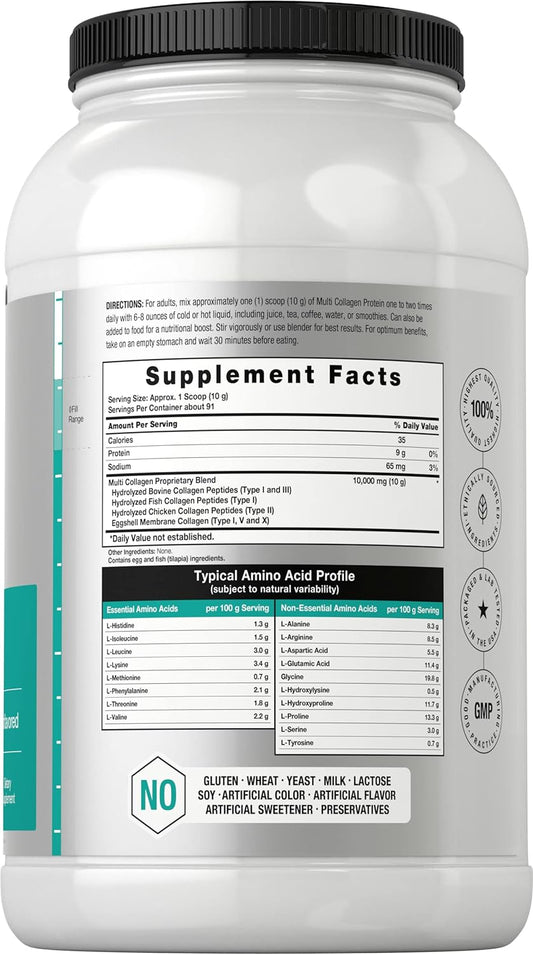 Horbaach Multi Collagen Protein Powder 32 Oz | Type I, Ii, Iii, V, X | Hydrolyzed Collagen Peptides | Keto & Paleo Friendly | Unflavored & Gluten Free