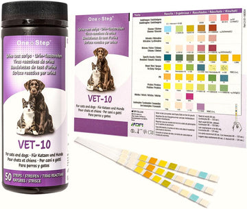 One Step Pet Urine Testing Strips, 50 x Urinalysis Parameter Tests for Dogs, Cats, Vets, Accurate Testing for Veterinarians, Detects UTI, Diabetes, Bladder, Kidney, Liver, SG, pH, Glucose