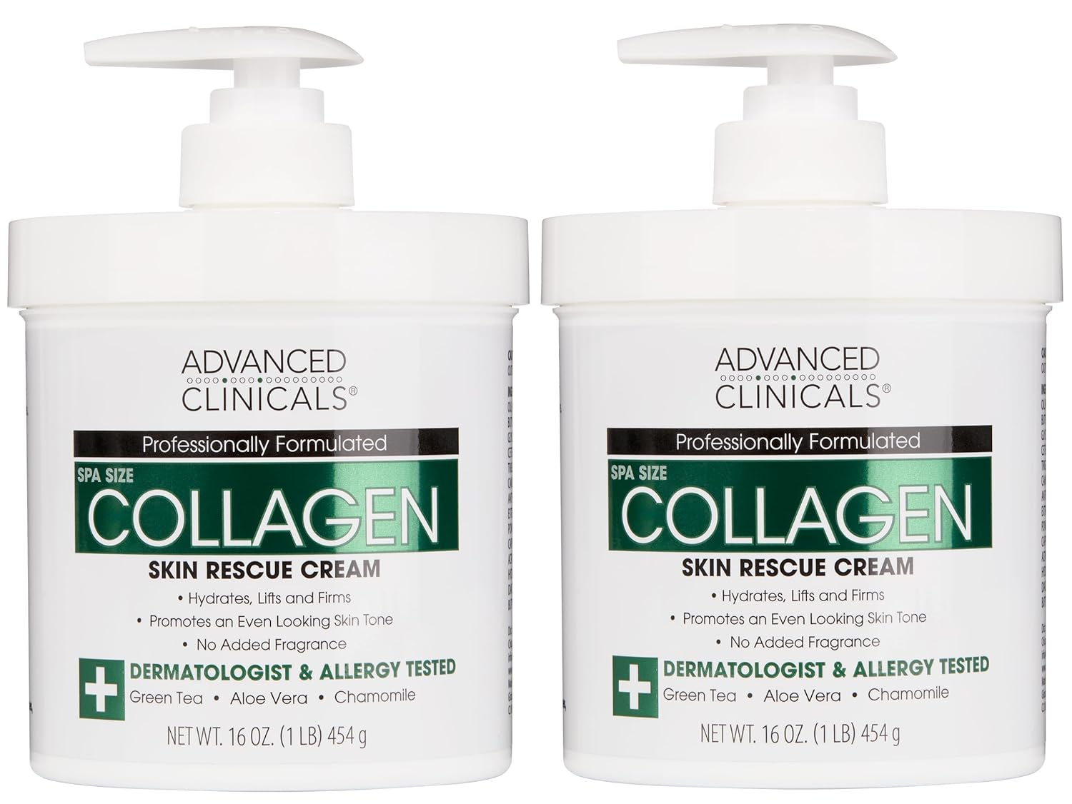 Advanced Clinicals Collagen Cream Body Lotion & Face Moisturizer W/Vitamin E | Skincare Moisturizing Collagen Lotion For Women, Men, Hand, & Neck Improves Look Of Crepey Skin & Uneven Dry Skin, 2Pc