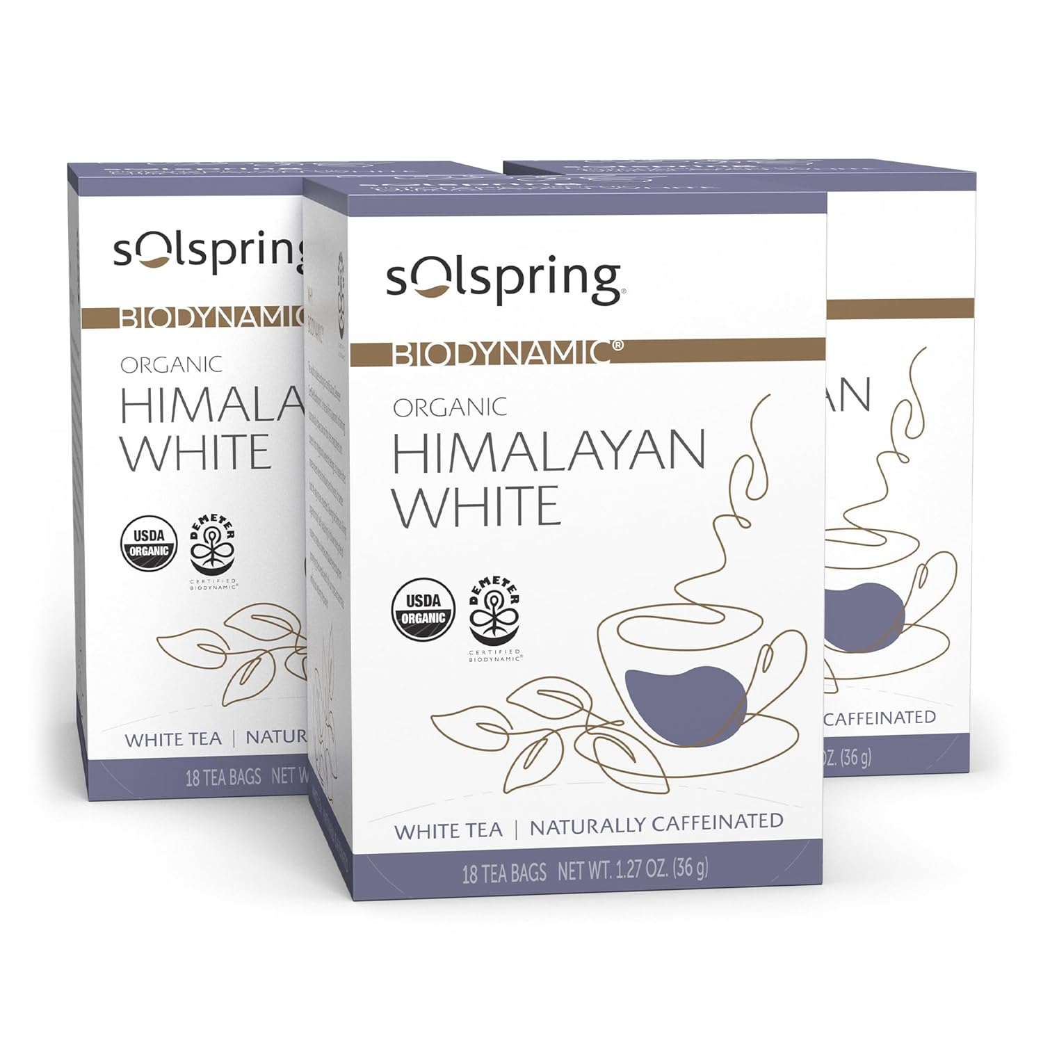 Dr. Mercola Solspring Himalayan White Tea, Crisp Yet Delicate Floral Flavor With Mild Caffeine, 18 Tea Bags (Pack Of 3) Non Gmo, Gluten Free, Soy Free, Usda Organic, Demeter Certified Biodynamic