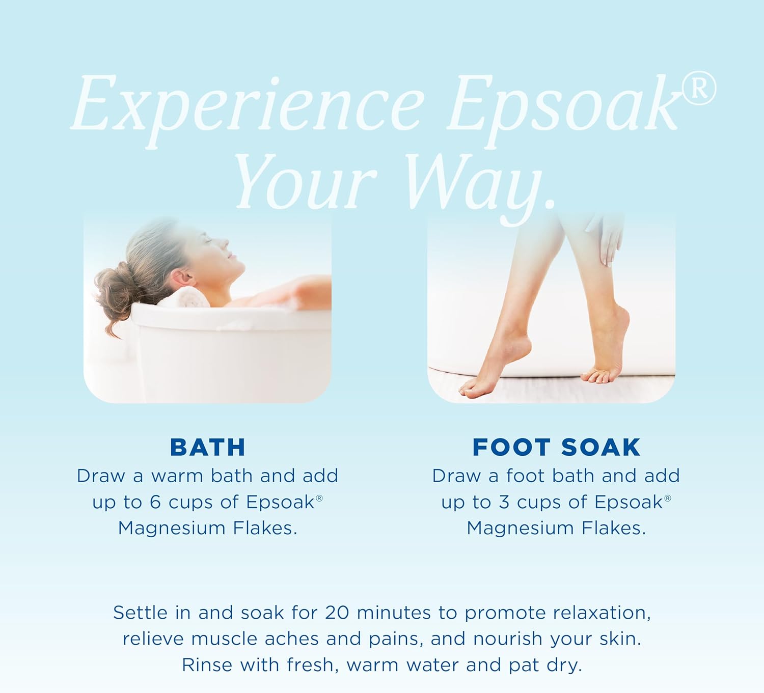 Epsoak Naturals Collection Magnesium Flakes for Foot Spa & Relaxing Bath, 4 lb, 100% Natural & Unscented Zechstein Magnesium Chloride : Beauty & Personal Care