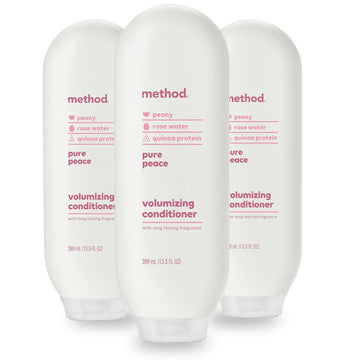 Method Volumizing Conditioner, Pure Peace with Rose, Peony, and Pink Sea Salt Scent Notes, Paraben and Sulfate Free, 13.5 oz (Pack of 3)