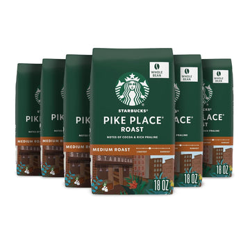 Starbucks Medium Roast Whole Bean Coffee — Pike Place — 100% Arabica— 6 bags (18 oz. each)