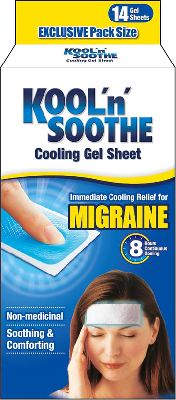 Kool 'N' Soothe Migraine Cooling Gel Sheets/Heavy User 14 Pack/Immediate Cooling Relief For Migraine & Severe Headache
