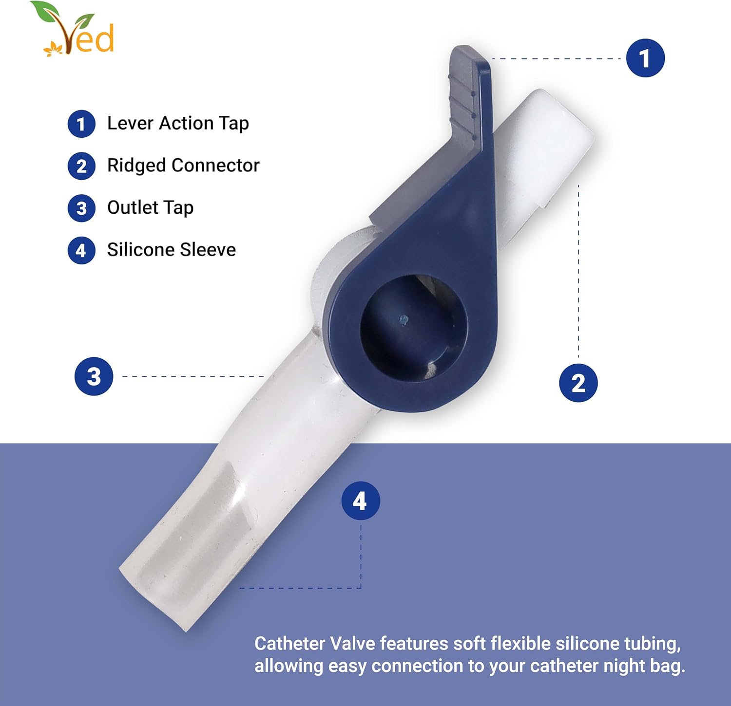 Ved Catheter Valve for Urine Drainage, Comfortable Easy to Use Lever Tap with Smooth Edges and Soft Silicone Tubing - an Effective Alternative to Leg Bags ((Pack of 5)) : Amazon.co.uk: Health & Personal Care