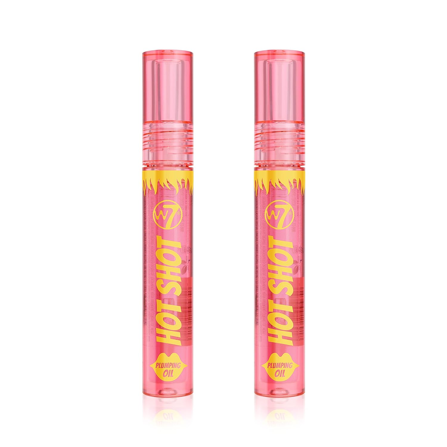 W7 Hot Shot Plumping Oil Bundle - Enhancing & Repairing Plump Effect For Fuller Lips - Clear & Soft, Natural, Everyday Lip Care - 2 Pack
