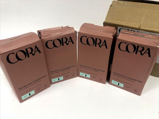 Cora Period Liners | 100% Organic Cotton Topsheet | Ultra Thin, Quick Absorbency | Hypoallergenic | Dermatologically Tested | Unscented, No Wings (160 Regular Liners) : Health & Household