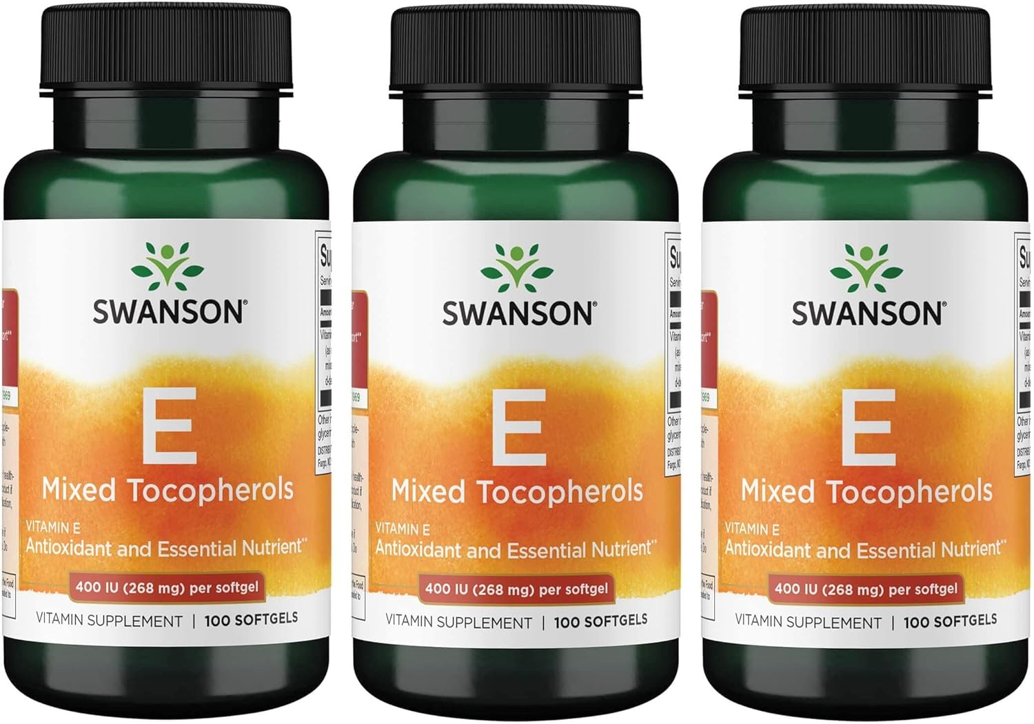 Swanson E-400 Mixed Tocopherols 400 Iu (268 Mg) 100 Sgels 3 Pack