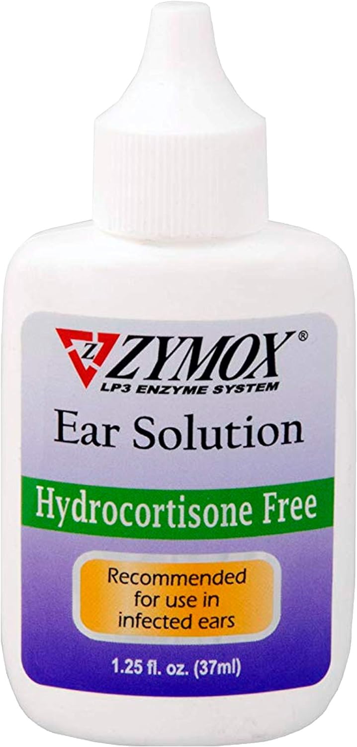 Zymox Otic Enzymatic Ear Solution for Dogs and Cats to Soothe Ear Infections Without Hydrocortisone, 1.25oz