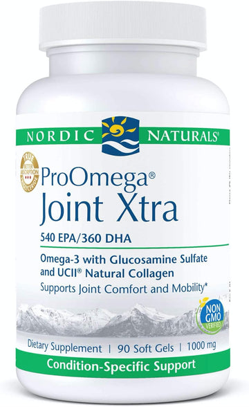 Nordic Naturals ProOmega Joint Xtra - Fish Oil, 540 mg EPA, 360 mg DHA, 1500 mg Glucosamine Sulfate, 40 mg UC-II Natural Collagen, Support for Joint Comfort and Mobility*, 90 Soft Gels