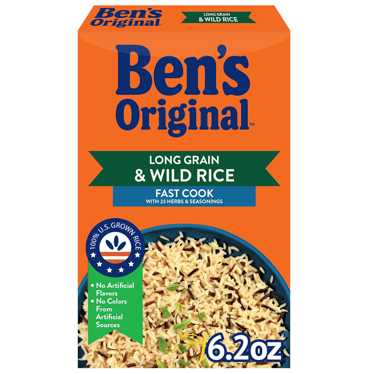 BEN'S ORIGINAL Long Grain Rice and Wild Rice, Fast Cook Rice, 6.2 OZ Box (Pack of 12)