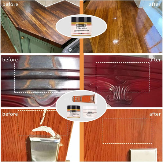 Lifreer Wood Furniture Repair Kit, High-Performance Wood Filler, Wood Putty with Beeswax - Hardwood Floor Scratch Repair Kit for Scratch, Cracks, Hole, Laminate, Table, Door