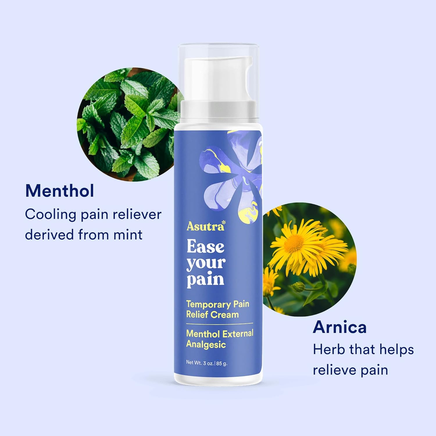 Asutra Relief Cream With Magnesium, 3.38 Oz - Cooling Sensation, Temporary Relief From Muscle Discomfort And Soreness, Shea Butter & Almond Oil, Magnesium, 10% Menthol, And Arnica Montana : Beauty & Personal Care