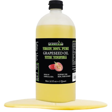 Greenive Grapeseed Oil Organically Grown 100% Pure Cold Pressed Light Flavor High Tempurature Cooking 16Oz