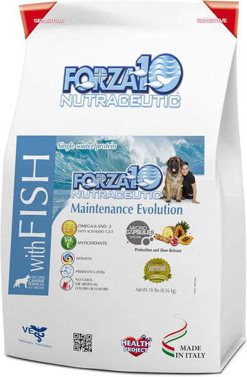 Forza10 Dry Dog Food Maintenance Evolution, Single Source Protein for Easy Digestion, Adult Dog Food for All Breeds, 18 Pound Bag (Fish) : Pet Supplies