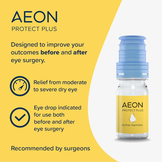 Rayner Aeon Protect Plus - Eye Drops For Moderate To Severe Dry Eye Before & After Surgery - Preservative Free & Contact Lens Friendly, 10Ml