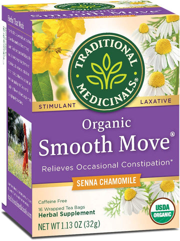 Traditional Medicinals Tea, Organic Smooth Move Chamomile, Relieves Occasional Constipation, Senna, 16 Tea Bags