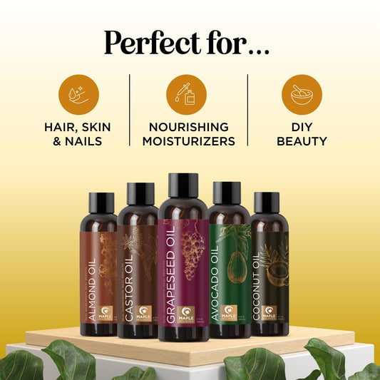 Pure Carrier Oils for Essential Oils - DIY Skin Care Set with Hair Oils Skin Oils for Body Care Moisturizers for Face and Body plus Nail Care - Anti Aging Skin Care DIY Beauty Products Carrier Oil Set