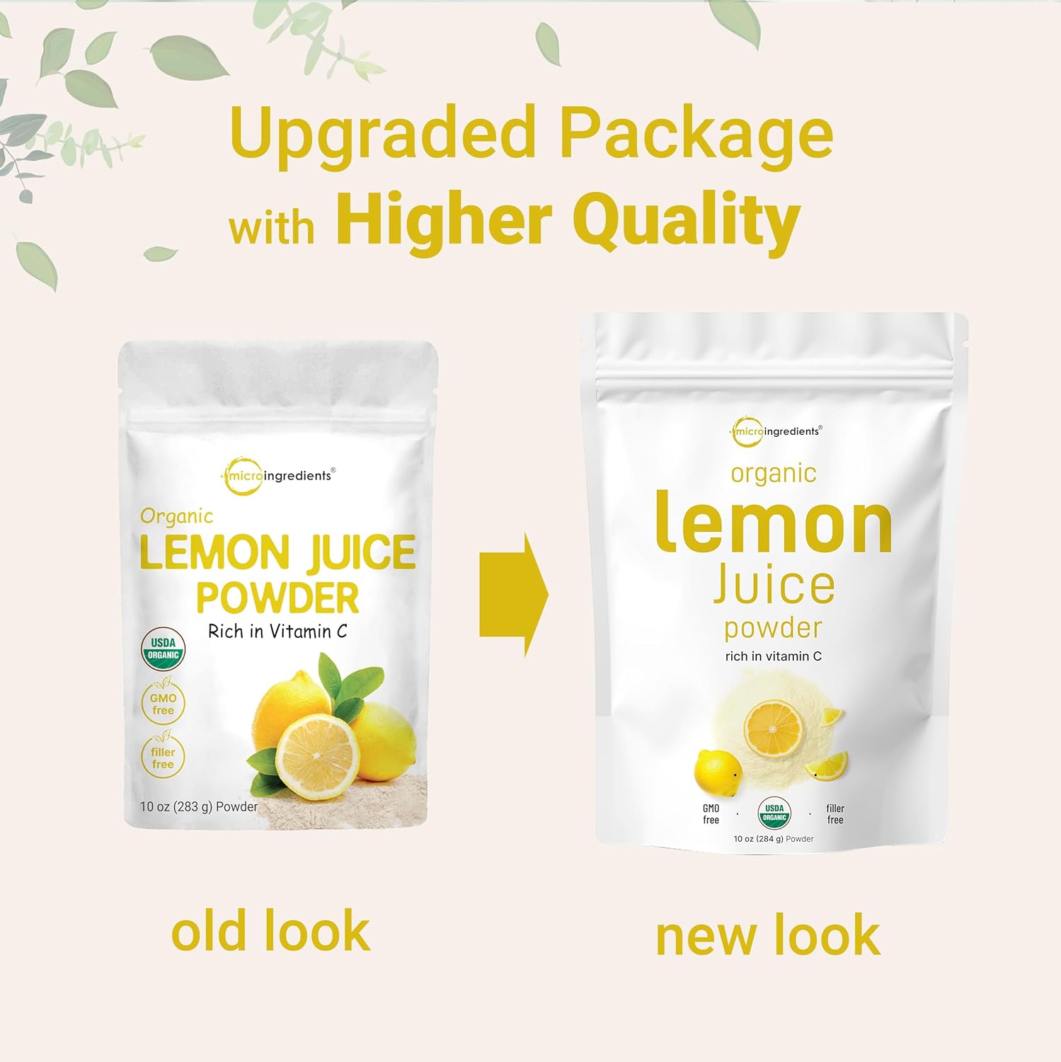 Micro Ingredients 2 Pack Organic Lemon Juice Powder, 10 Ounce, Rich In Natural Vitamin C (Immune Vitamins) For Immune System, Great Flavor For Drinks, Smoothie & Beverages, Vegan