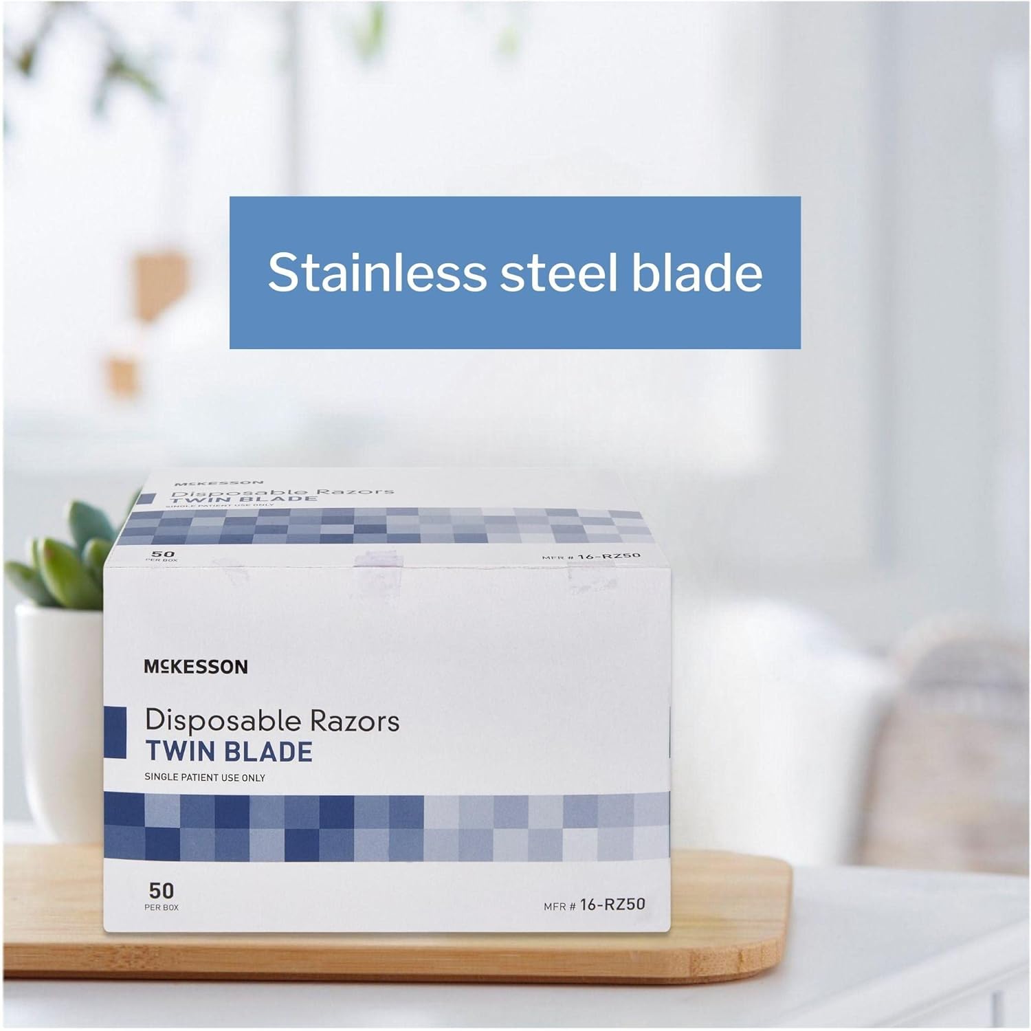 Mckesson Disposable Razors [50 Count] Shaving Razor, Twin Blade, Stainless Steel Blade, For Men And Women, Bulk, Blue : Beauty & Personal Care