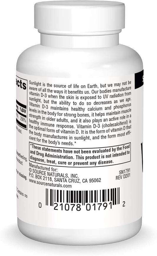 Source Naturals Vitamin D-3 1000 Iu Supports Bone & Immune Health* - 100 Tablets