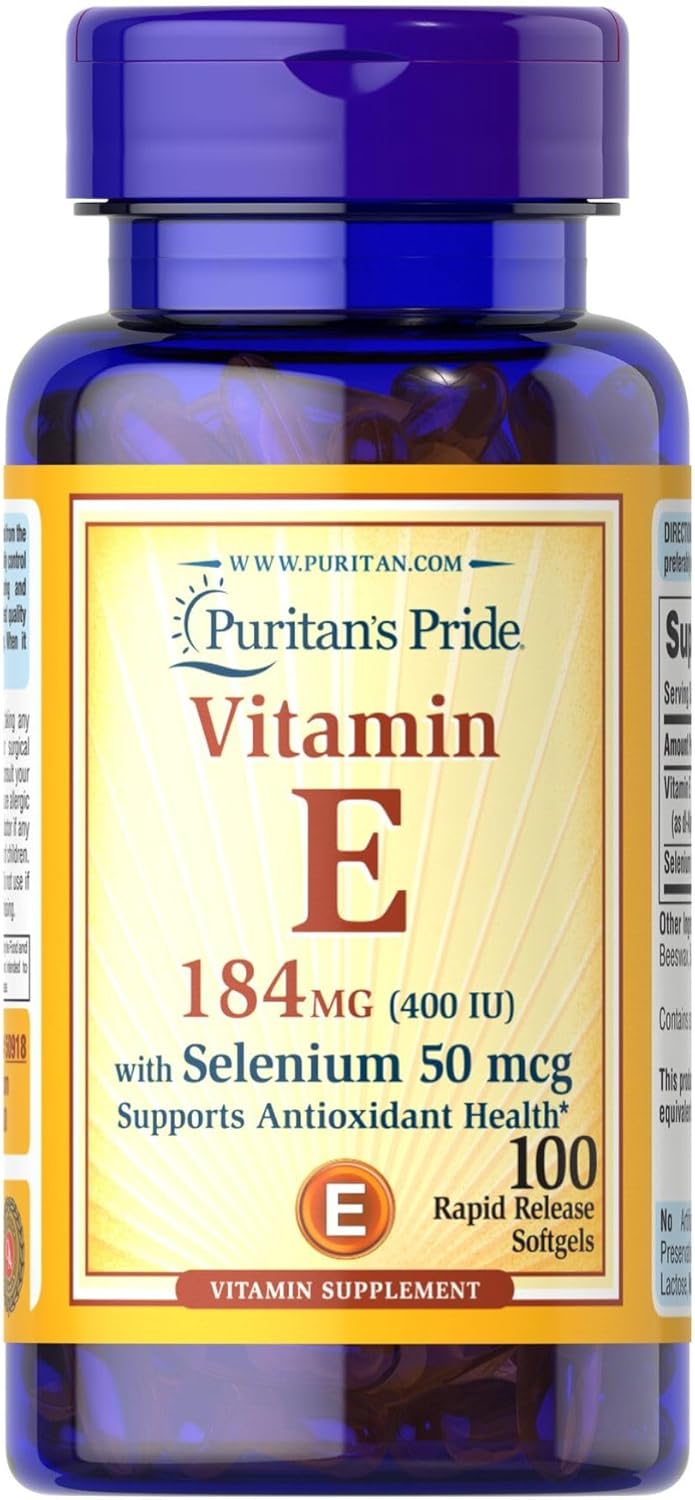 Puritan'S Pride Vitamin E 400 Iu With Selenium 50 Mcg For Immune Health To Support Immune System 100 Softgels