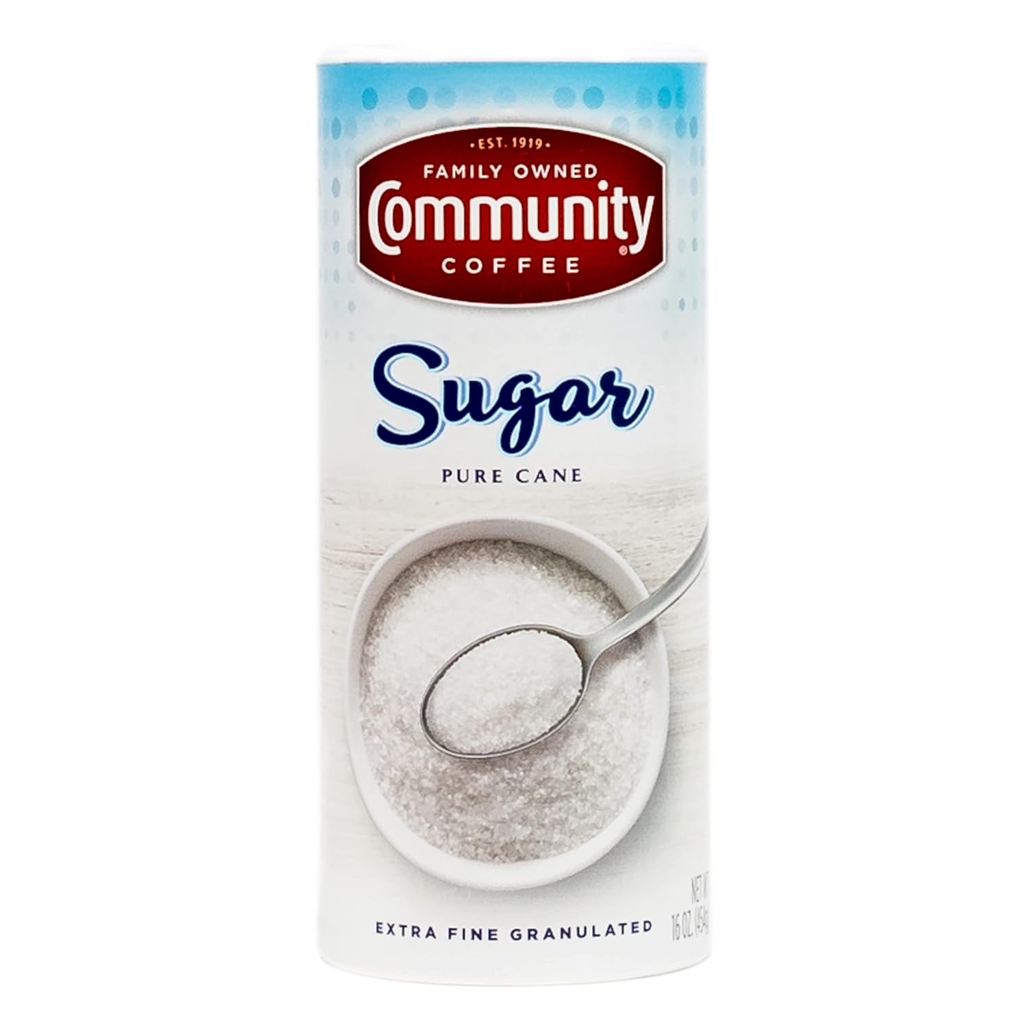 Community Coffee Extra Fine Granulated Sugar, 16 Ounce (Pack of 6)