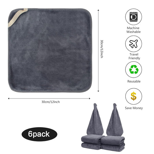 Sinland Microfiber Facial Cloths Fast Drying Washcloth 12Inch X 12Inch Grey 10 Pack