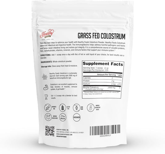 Bovine Colostrum Powder - Upto 30% Igg, 90 Servings, Leaky Gut Repair Supplements, Gut Health And Immune Support | Grass-Fed Halal Non Gmo, Gluten Free 16Oz 454G